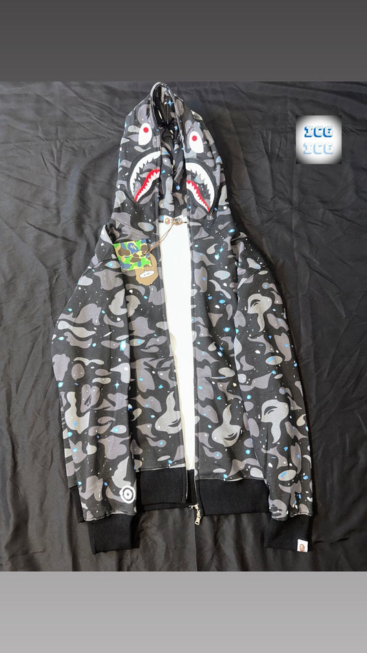 BAPE Space Camo Glow In The Dark Shark Full Zip Hoodie
