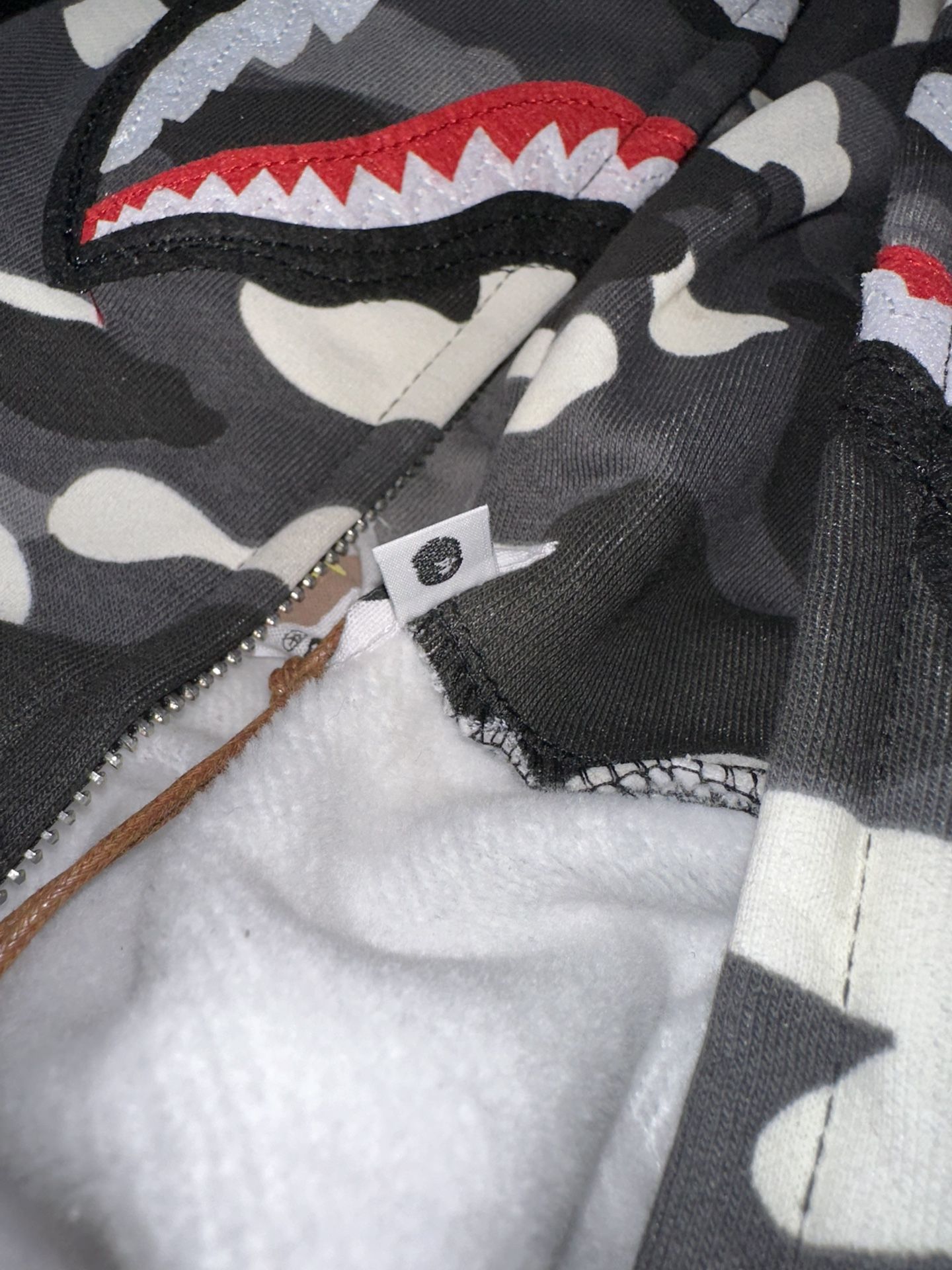 BAPE Gray Camo Glow In The Dark Shark Full Zip Hoodie