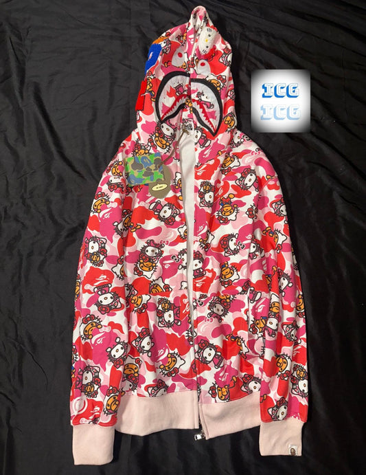 BAPE x Hello Kitty Camo Shark Full Zip Hoodie
