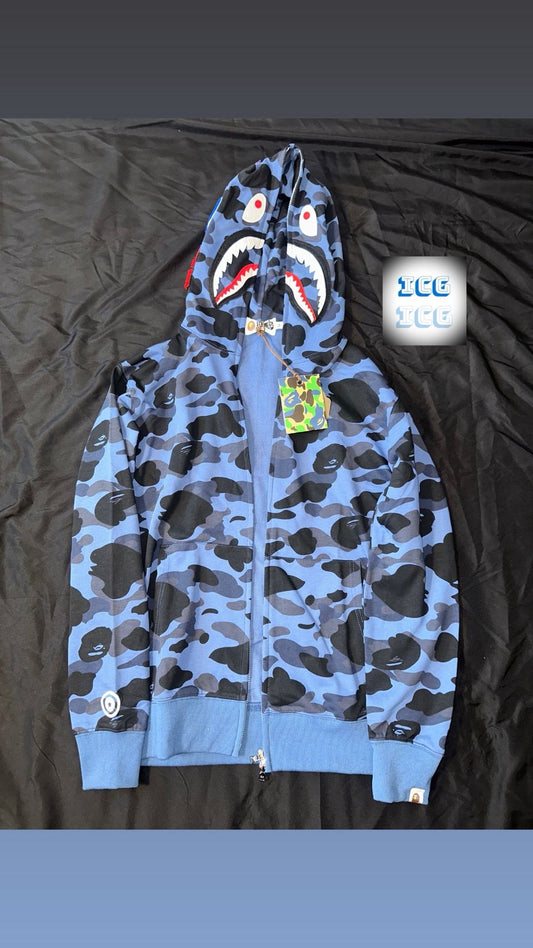 BAPE Blue Camo Shark Full Zip Hoodie