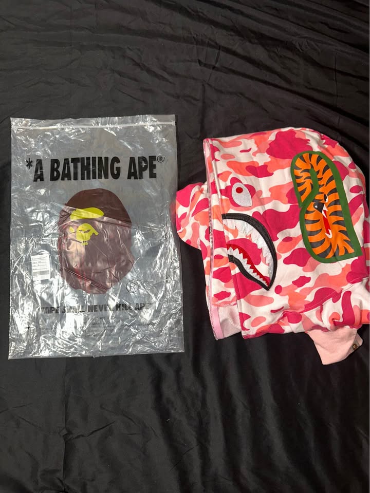 BAPE Pink Camo Shark Full Zip Hoodie