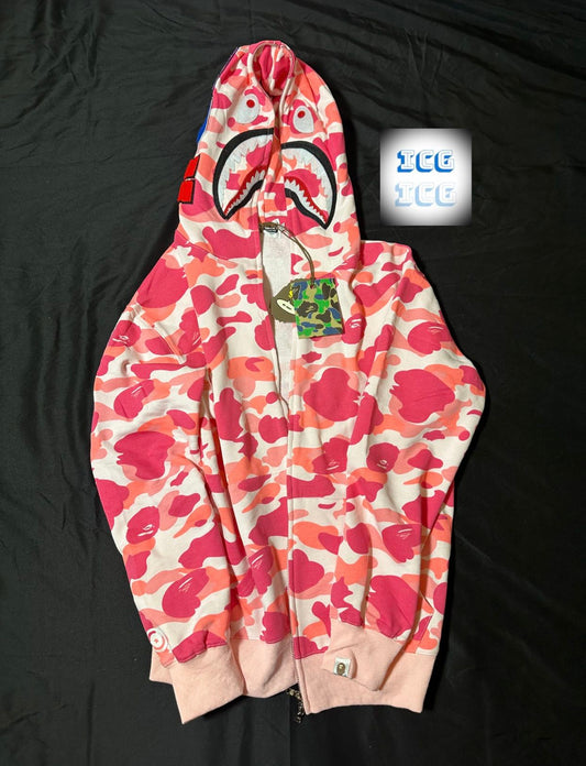 BAPE Pink Camo Shark Full Zip Hoodie