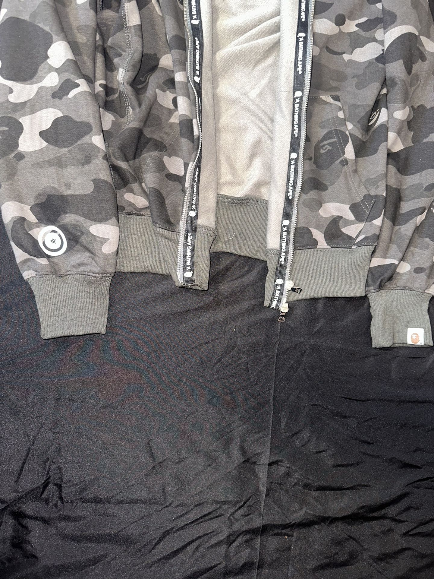 BAPE Double Hooded Tiger Black Purple Camo Shark Full Zip Hoodie