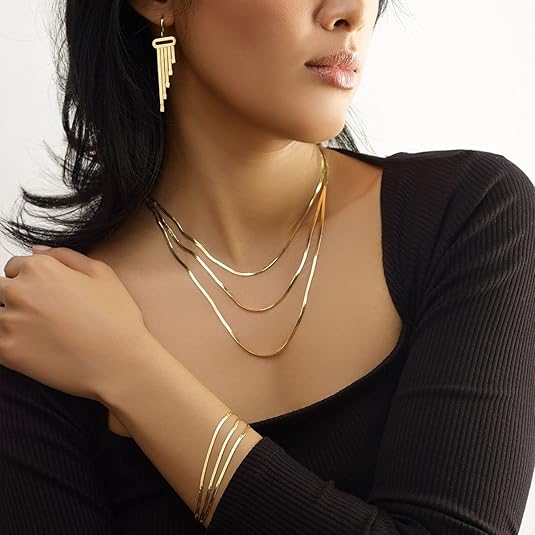 14k Solid Yellow Gold 5 MM Shiny Imperial Herringbone Chain Necklace UNISEX