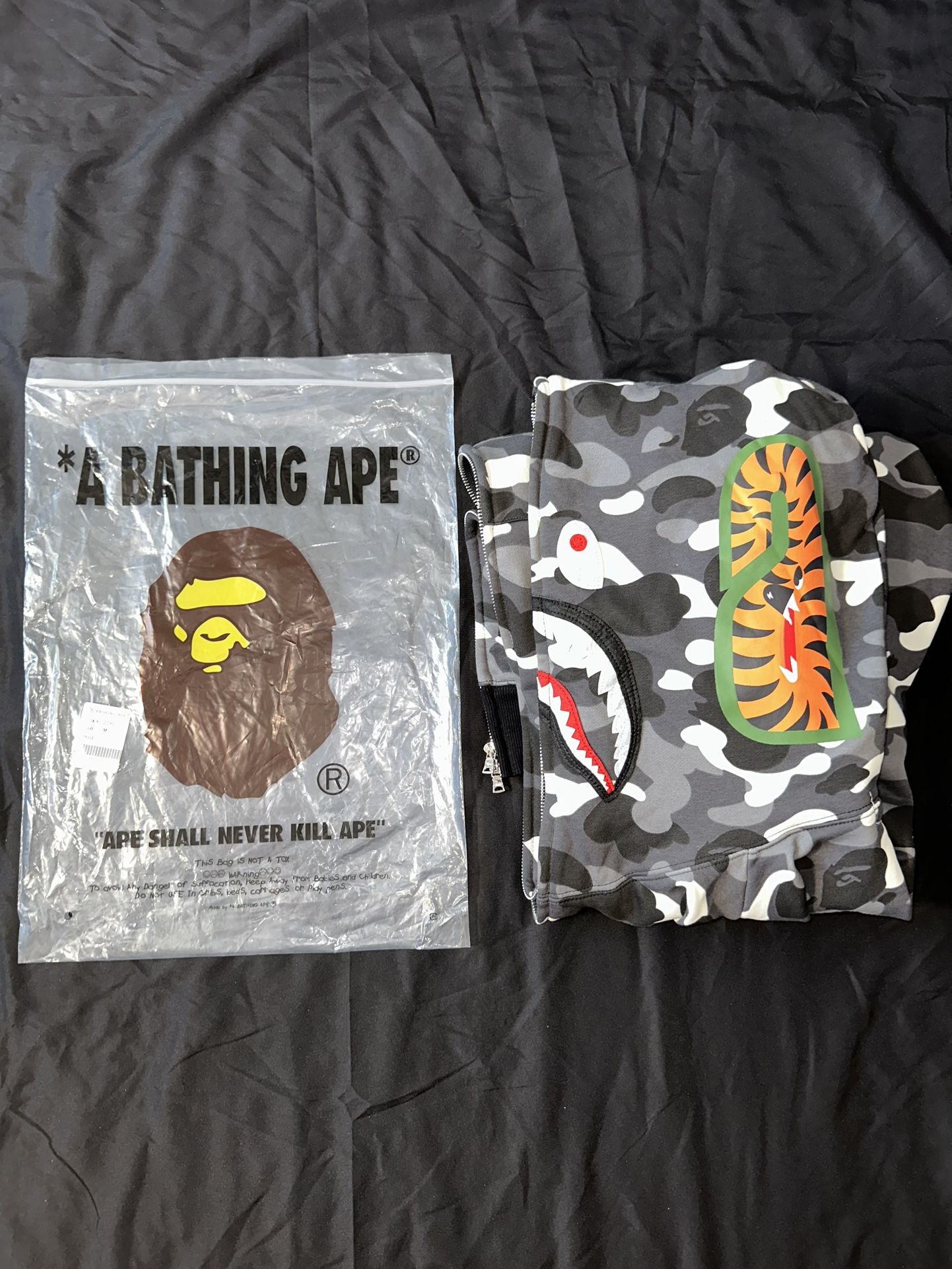 BAPE Gray Camo Glow In The Dark Shark Full Zip Hoodie
