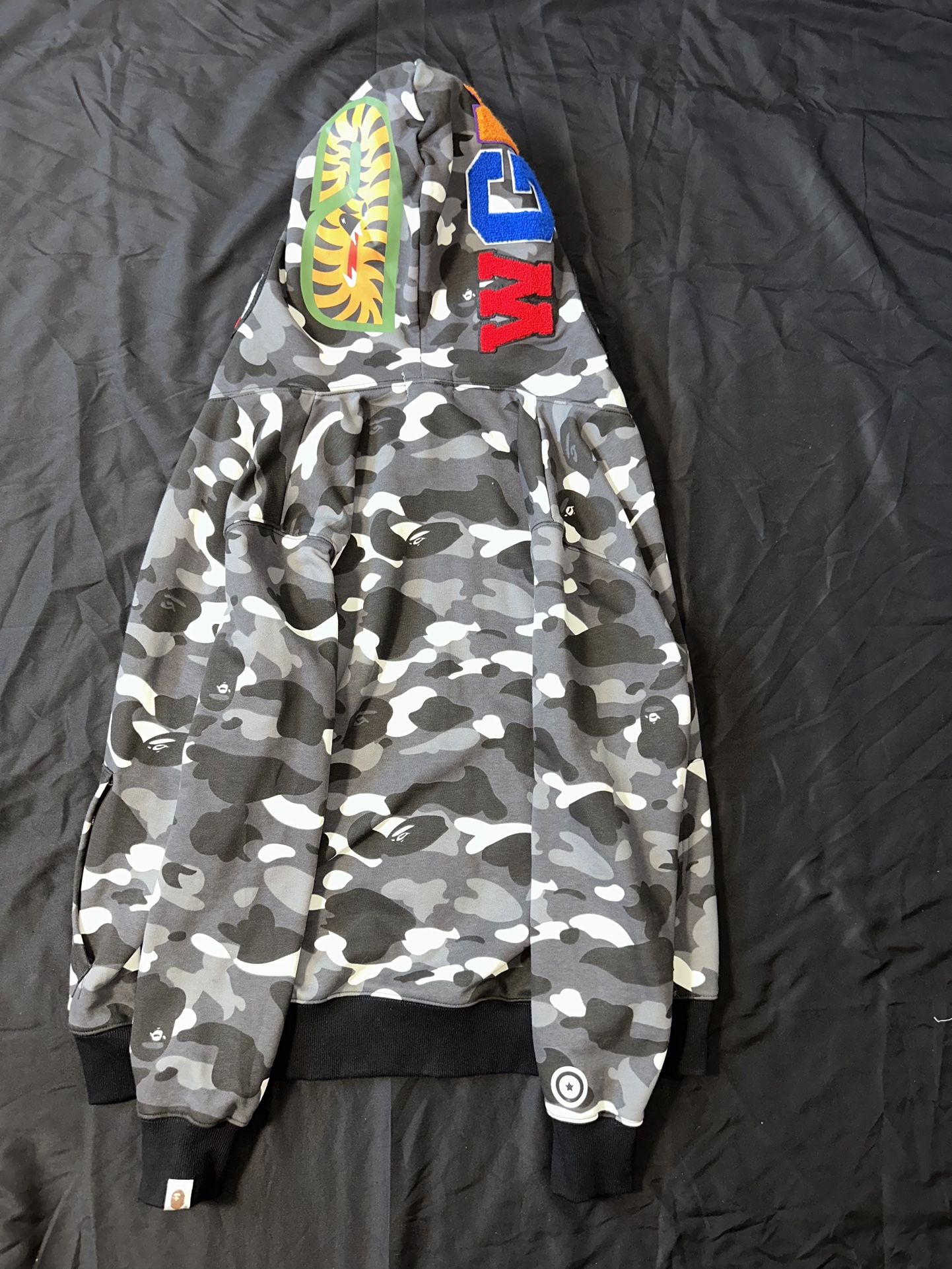BAPE Gray Camo Glow In The Dark Shark Full Zip Hoodie