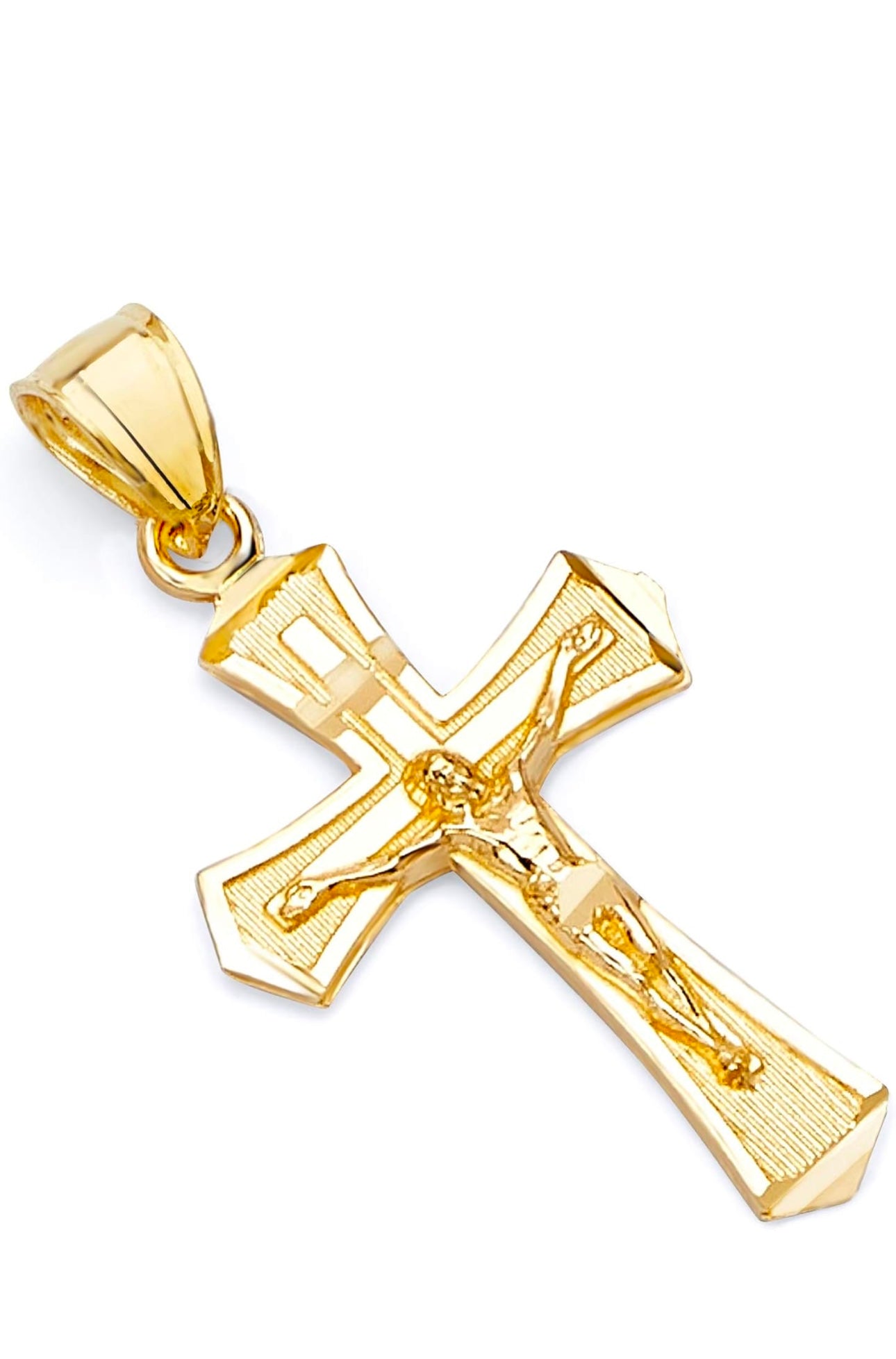 14K Solid Yellow Gold Cross Pendant