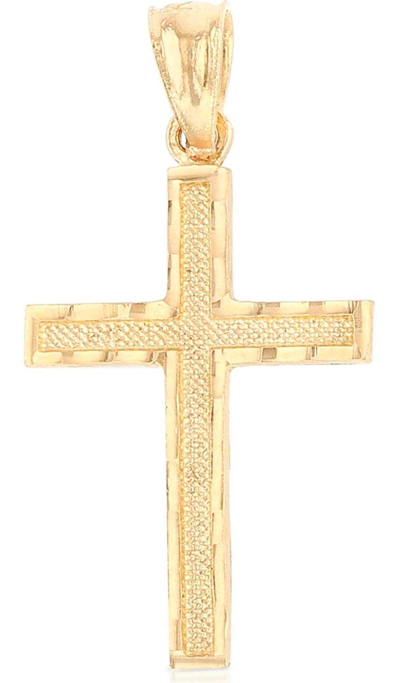 14K Solid Yellow Gold Cross Pendant