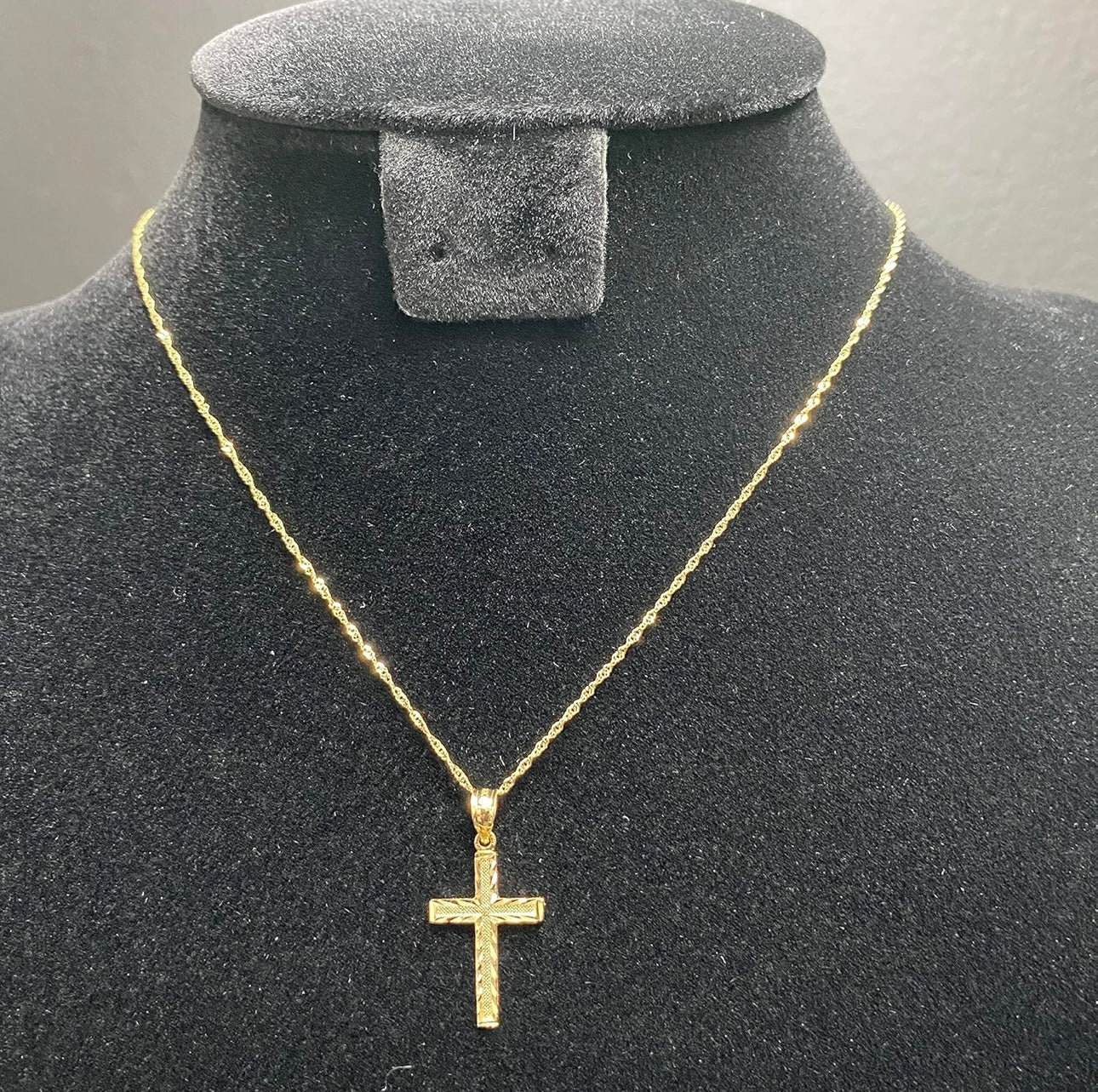 14K Solid Yellow Gold Cross Pendant