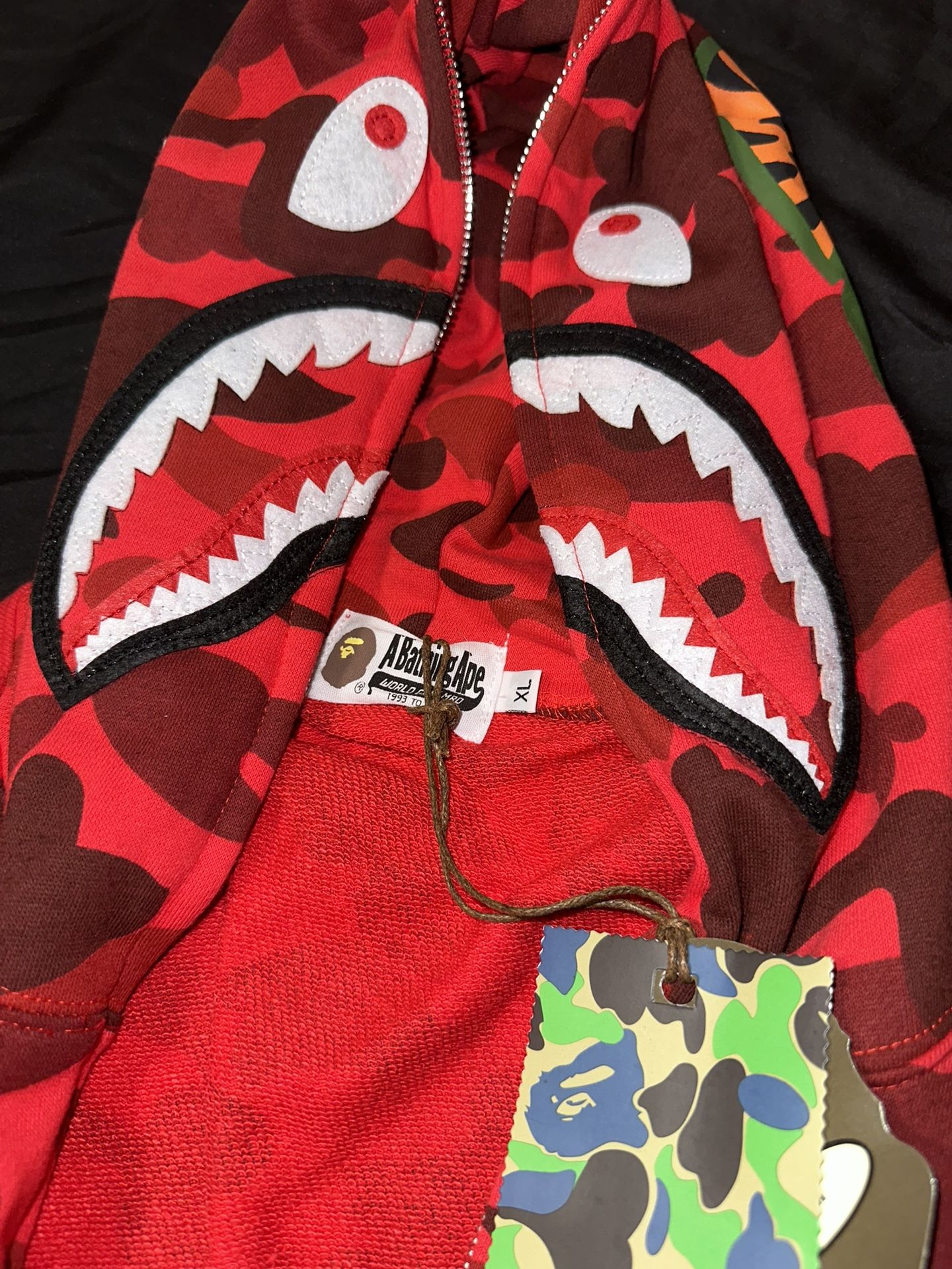 BAPE Red Camo Shark Full Zip Hoodie