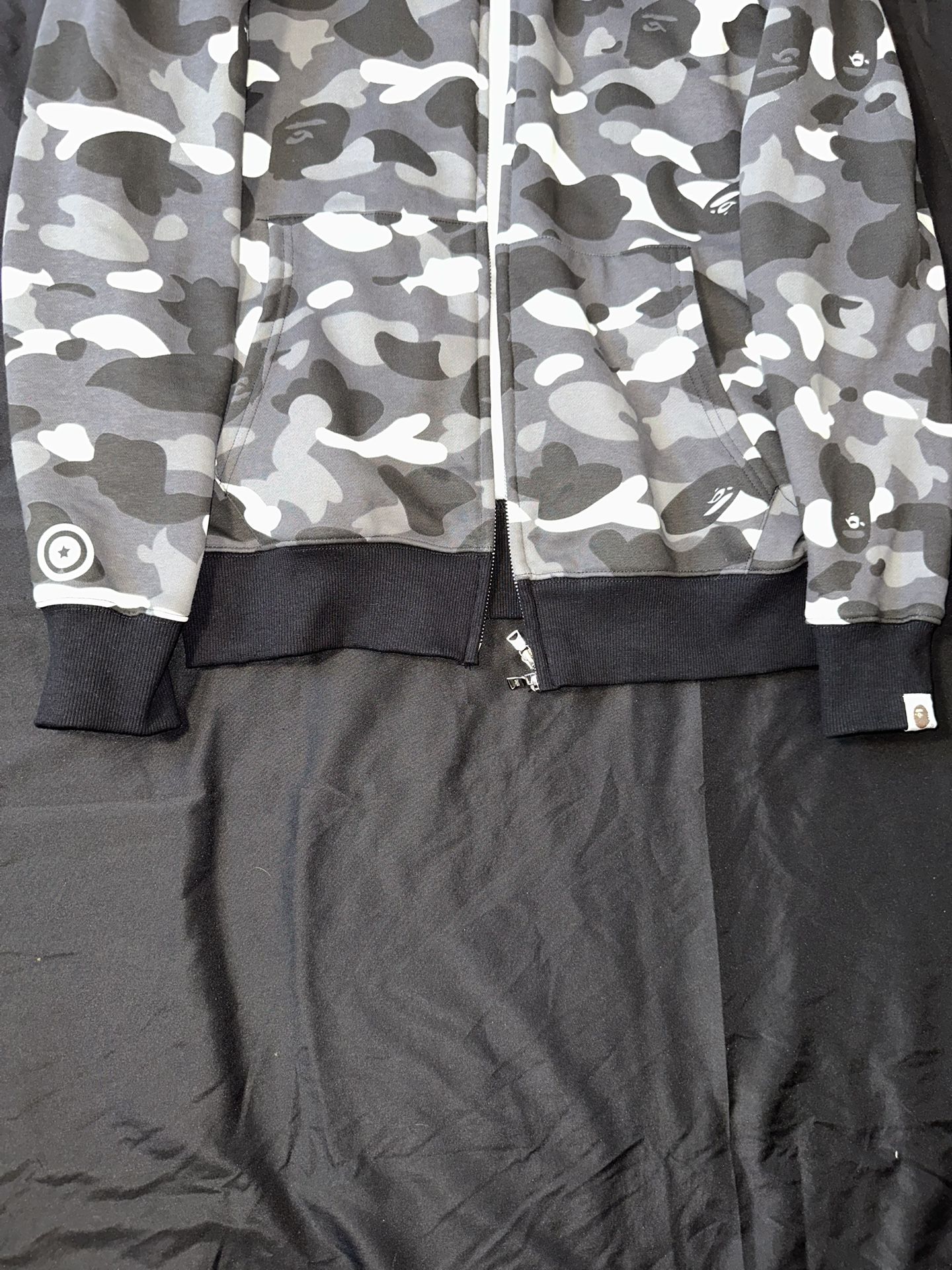 BAPE Gray Camo Glow In The Dark Shark Full Zip Hoodie