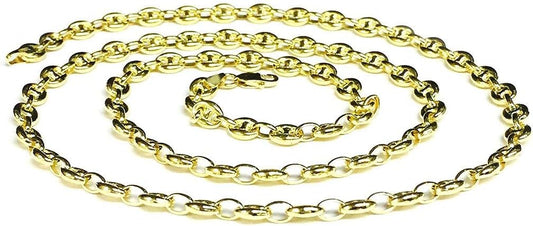 Chain Bracelet 14k Solid Yellow Gold 4.7mm Shiny Puffed Mariner
