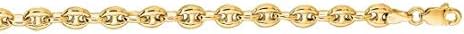 14k Solid Yellow Gold 4.7mm Shiny Puffed Mariner Chain Bracelet Or Anklet