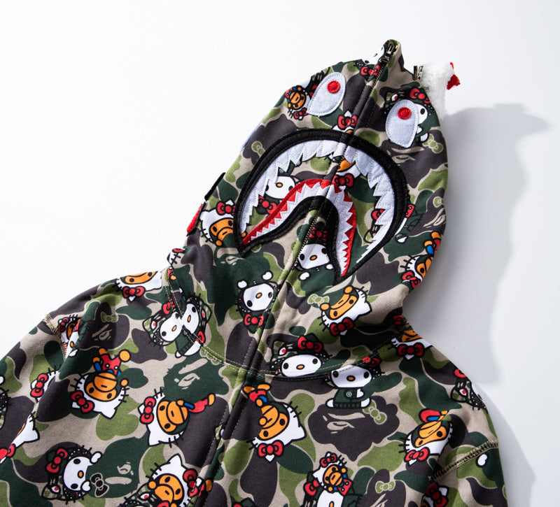 Hello Kitty Camo Shark Full Zip Hoodie