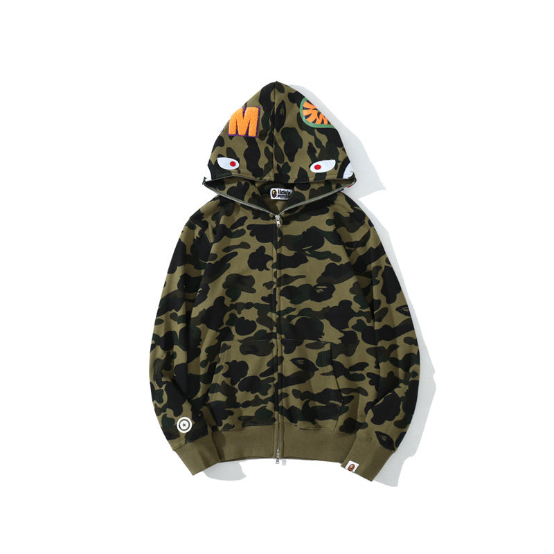 Solid Camo Shark Full Zip Hoodie
