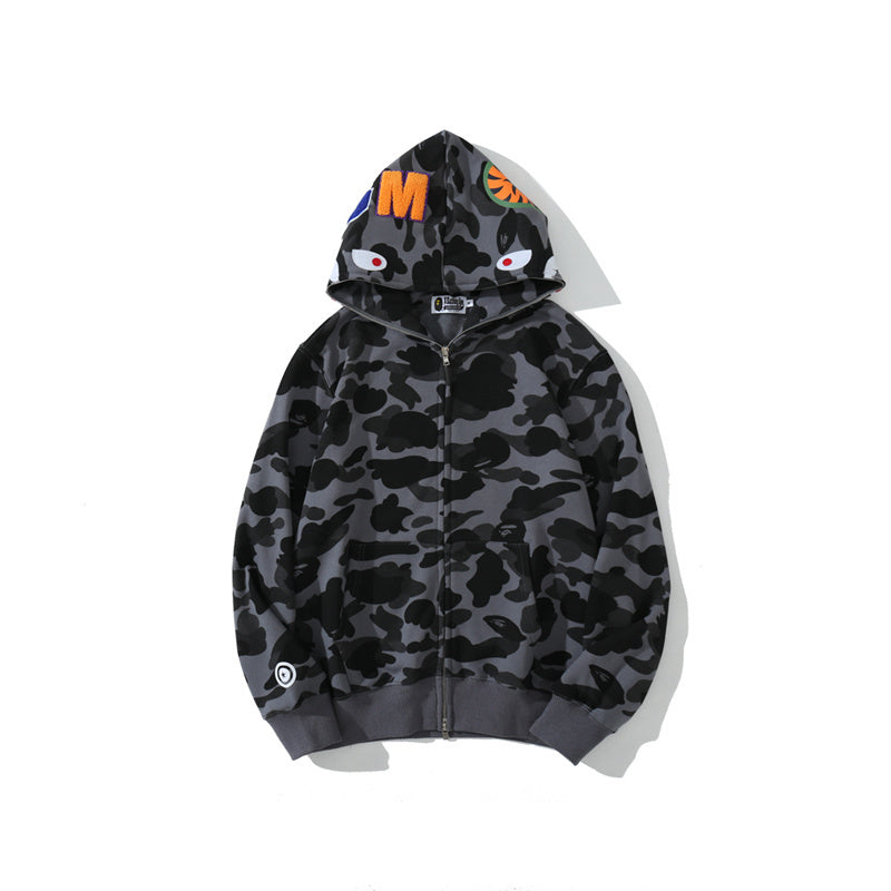 Solid Camo Shark Full Zip Hoodie