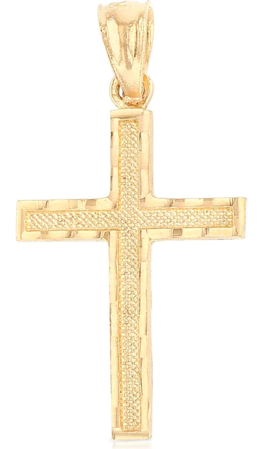 14K Solid Yellow Gold Cross Pendant