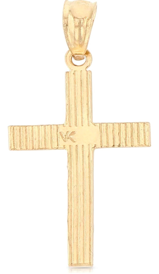 14K Solid Yellow Gold Cross Pendant