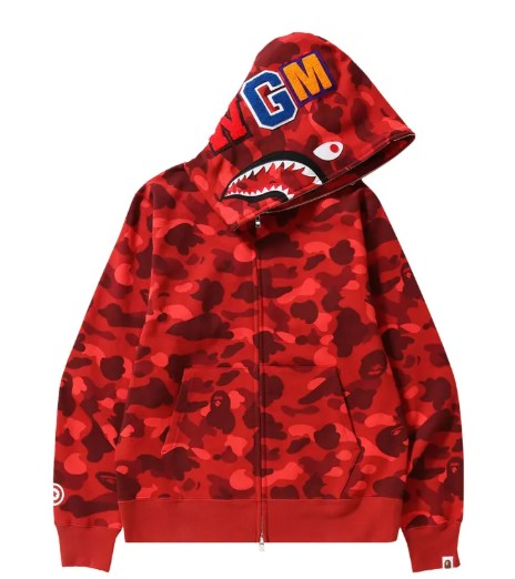 BAPE Red Camo Shark Full Zip Hoodie