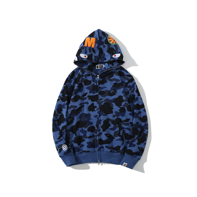 Solid Camo Shark Full Zip Hoodie