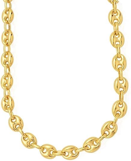 14k Solid Yellow Gold 4.7mm Shiny Puffed Mariner Chain Bracelet Or Anklet